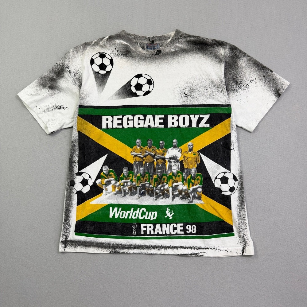 Vintage 1998 World Cup Jamaica Reggae Boyz Shirt Men's XL 90s AOP Soccer Futbol